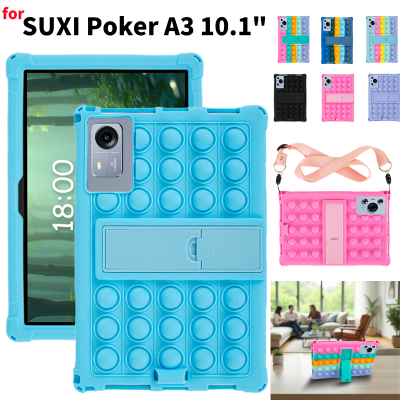 สําหรับ SUXI Poker A3 10.1 นิ้วแท็บเล็ต Ajustable Stand กันกระแทกแท็บเล็ตซิลิโคนอ่อนนุ่ม Push Bubble