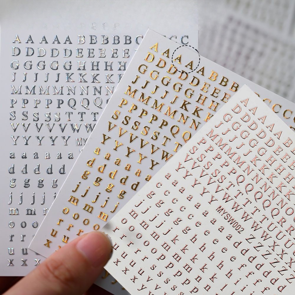 3 ชิ้นโลหะตัวอักษรสติกเกอร์เงิน/ทองตัวอักษร Self-Adhesive สติกเกอร์ Art Decals คู่มือ Deco สติกเกอร์