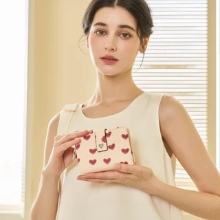 SeaGloca Heart Beat Series Multi-Function Love Heart Print Bifold Coin Purse Wallet for Women No 28