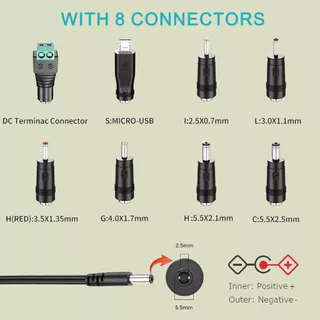 12V 3A อะแดปเตอร์ AC Power Supply Charger [12 โวลต์ 3 แอมป์ Switching Power] พร้อมปลั๊ก DC เปลี่ยนได้ 8 ปลั๊กสําหรับ 500mA 600mA 700mA 800mA 900mA 1000mA 1500mA 2000mA อุปกรณ์