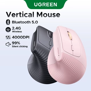 Ugreen แนวตั้ง 4000DPI 2.4G เมาส์ไร้สายตามหลักสรีรศาสตร์เงียบคลิก 4 สปีดปรับ 10M การส่งสัญญาณที่เสถียรสําหรับแล็ปท็อป PC Windows