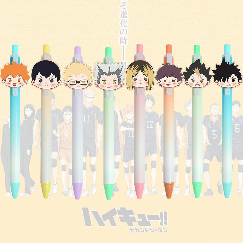 กดปากกาสร้างสรรค์การ์ตูน ไฮคิว น่ารักกดเจลปากกาปากกาลายเซ็นเครื่องเขียนนักเรียน
