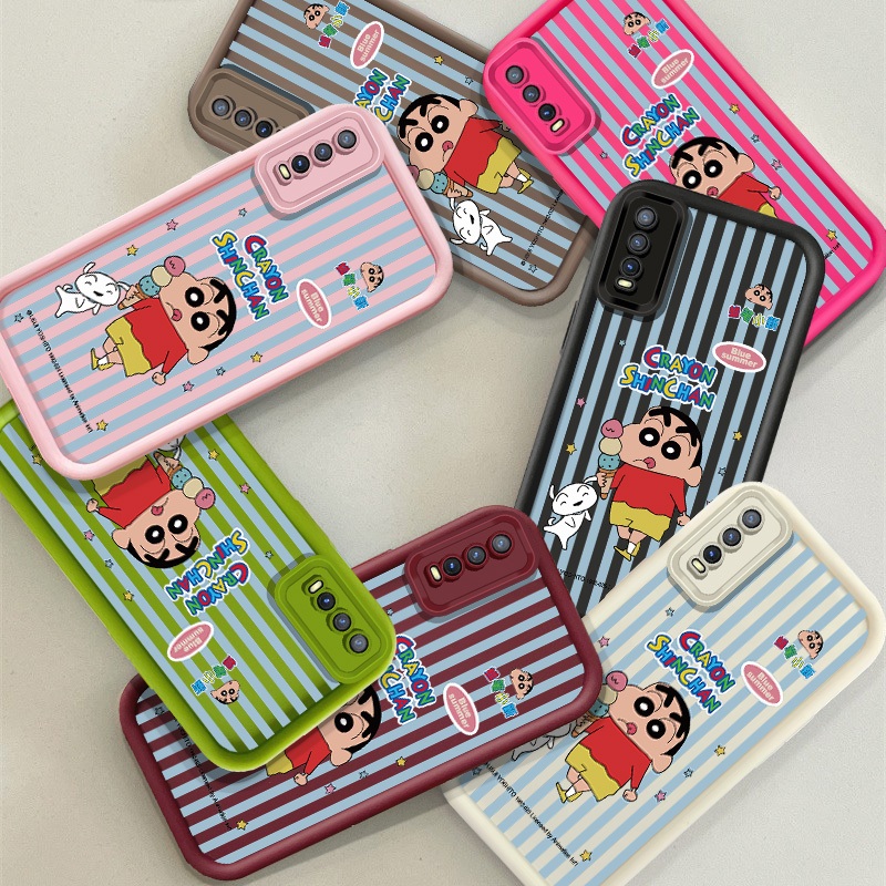 น่ารัก Crayon Shin chan สําหรับ VIVO 1901 1935 1907 1811 1938 1940 1814 1906 V2032 1902 1820 1817 V2042 1904 V30E 1815 1920 V2027 1915 1816 กันกระแทก Angels Soft eye Cover