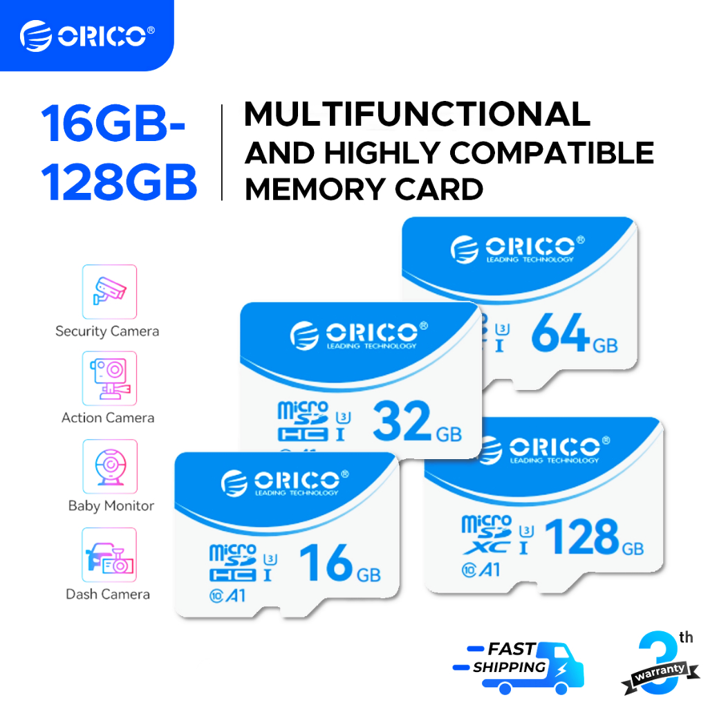 ORICO-T3 การ์ดหน่วยความจำวิดีโอระดับมืออาชีพ 16G/32G/64GB/128GB Micro SD Memory Card เมมโมรี่การ์ด