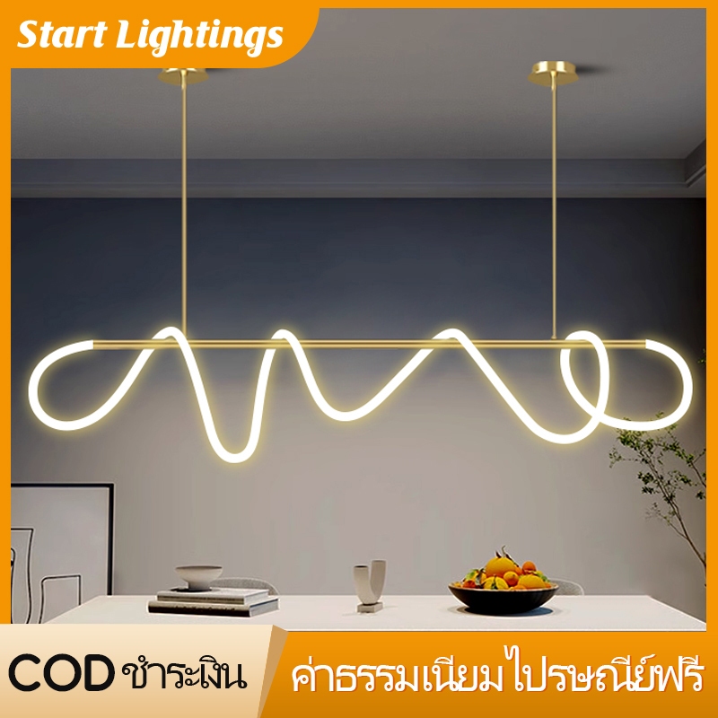 โคมระย้าร้านอาหารสร้างสรรค์ไฟเส้นใหม่ห้องนั่งเล่นที่เรียบง่ายบาร์โต๊ะไฟร้านค้าเชิงพาณิชย์ไฟเพดาน