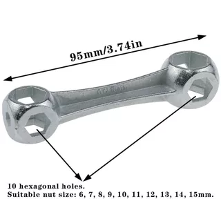 6-15 มม. 10-in-1 แบบพกพาประแจกระดูกสุนัข Rust-proof Multi-function หกเหลี่ยมสกรูประแจเครื่องมือซ่อมจักรยาน