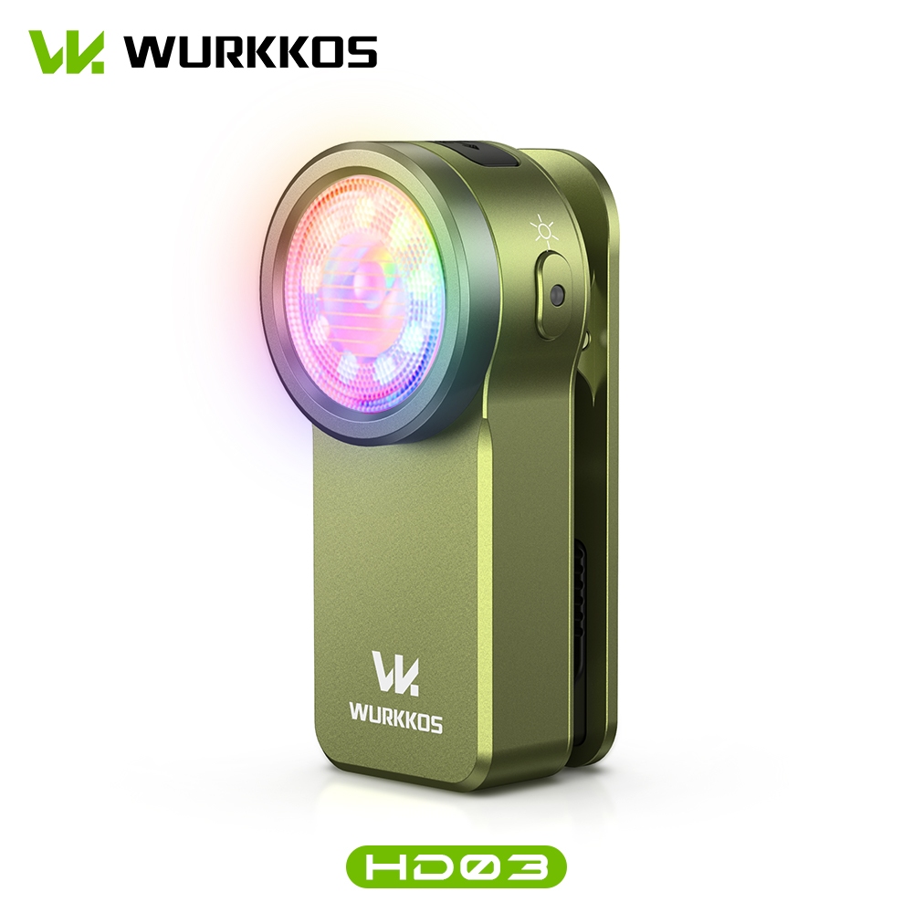 Wurkkos HD03 MONSTER 3 คานในคลิปไฟ ,680LM USB C สปอตไลท์แบบชาร์จไฟได้/ไฟฉายพกพาแสง RGB