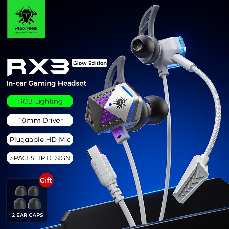 PLEXTONE RX3 หูฟังสําหรับเล่นเกมรุ่นอวกาศพร้อมไมโครโฟนยาว,หูฟังแบบมีสายในหู,หูฟังสําหรับเล่นเกมแสง RGB Type-C,หูฟัง Gamer E-sports,ลําโพงติดตามGen5,การควบคุมระดับเสียง