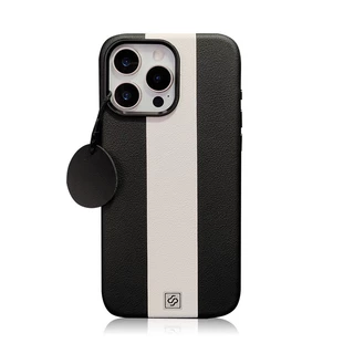 Dual-สีหนังพรีเมี่ยมแม่เหล็กดึงดูดเคสโทรศัพท์สําหรับiPhone 17 Pro Max 17 Air 13 14 15 16 Pro Maxธุรกิจปุ่มโลหะHigh-Endกันกระแทกปกหลัง