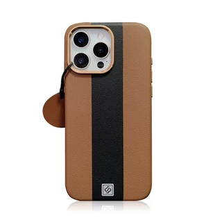 Dual-สีหนังพรีเมี่ยมแม่เหล็กดึงดูดเคสโทรศัพท์สําหรับiPhone 17 Pro Max 17 Air 13 14 15 16 Pro Maxธุรกิจปุ่มโลหะHigh-Endกันกระแทกปกหลัง