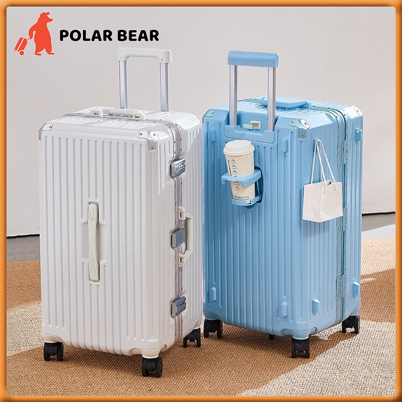 กระเป๋าเดินทางล้อลากทรงถัง 20/24/28 นิ้ว ความจุขนาดใหญ่ จุเยอะ 5 ล้อ พร้อมที่วางแก้ว USB/Type-C โครงสร้างอลูมิเนียม ทนต่อการสึกหรอและน้ำหนักเบา