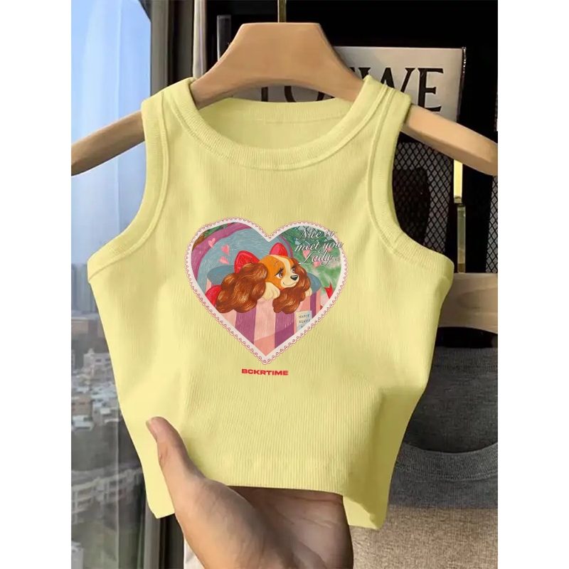 แฟชั่นเกาหลีสไตล์🎀ลายน้องหมา ชุดหน้าร้อน สั้น เสื้อผญ เสื้อ🐕เข้ารูป เซ็กซี่ สาวแซ่บ เสื้อกล้ามYG2103