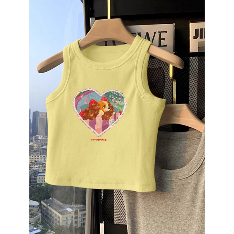 แฟชั่นเกาหลีสไตล์🎀ลายน้องหมา ชุดหน้าร้อน สั้น เสื้อผญ เสื้อ🐕เข้ารูป เซ็กซี่ สาวแซ่บ เสื้อกล้ามYG2103 - รูปที่ 2