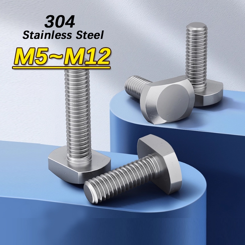 304 สแตนเลส T รูปร่างประเภทหัวสกรู Bolt สําหรับ T-Slot Chute T-bolt M5 M6 M8 M10 M12