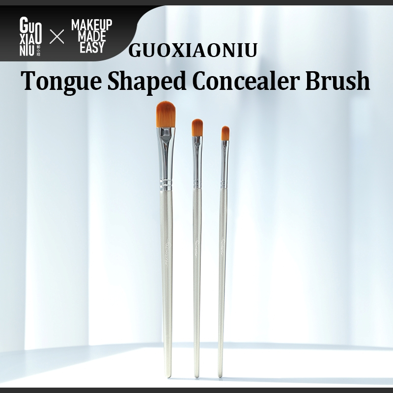 GUOXIAONIU แปรงคอนซีลเลอร์รูปหัวแบนละเอียดสําหรับความหมองคล้ําและรอยสิวปกปิดไร้รอยต่อ