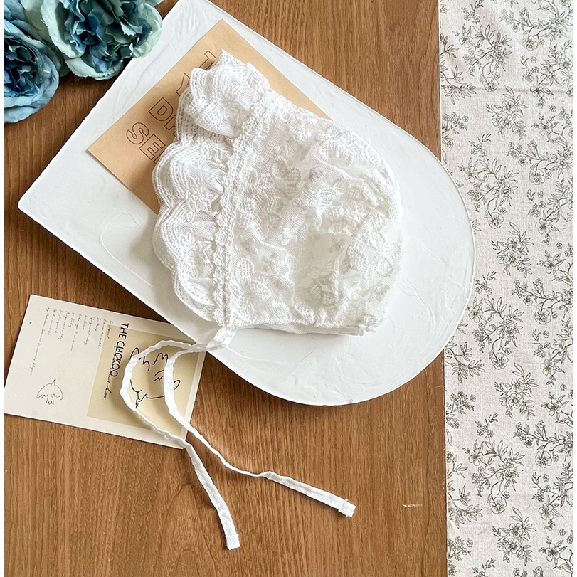 หวานเด็กสาวลูกไม้หมวกฤดูร้อนกว้างด้านข้าง Lacing Bonnet หมวกสําหรับเจ้าหญิงสาวอุปกรณ์เสริม