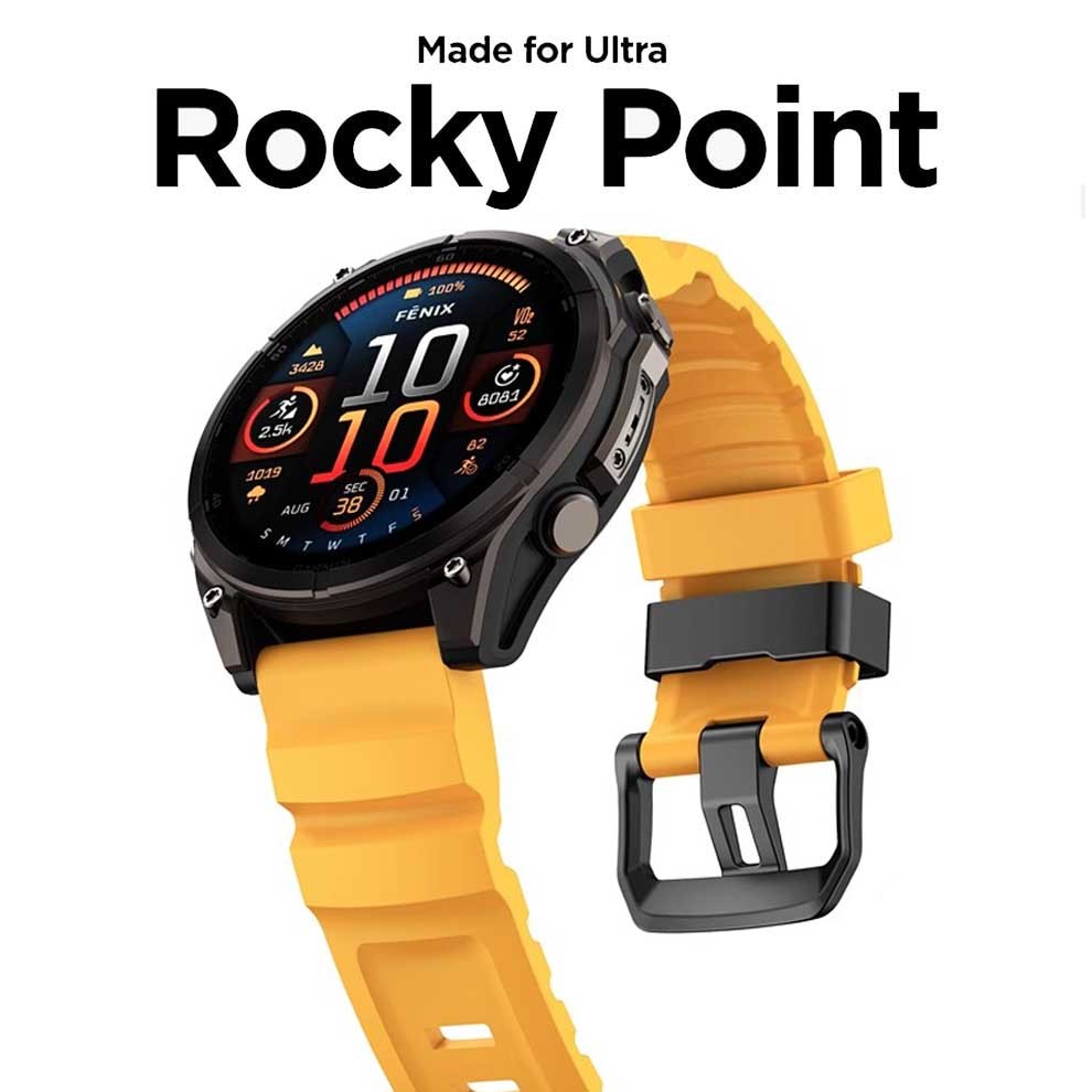 ทนทาน Rocky Point Easy-Fit สายซิลิโคนสําหรับ Garmin Fenix 7X Fenix 8 47 มม.สายนาฬิกา Adventurous Ult