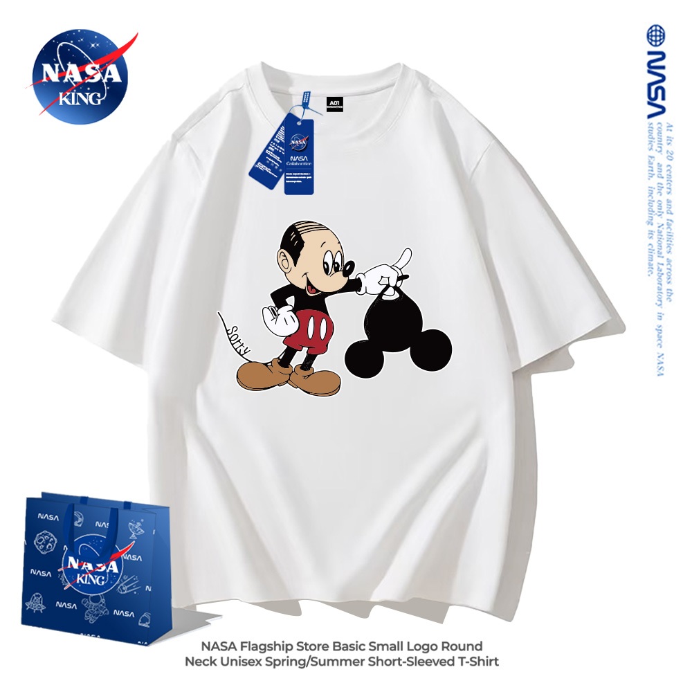 นาซ่า เสื้อยืดแขนสั้นฤดูร้อนระบายอากาศสบายอินเทรนด์สไตล์ 123