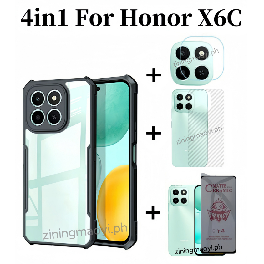 [สต๊อกพร้อม]4in1 Honor X6C เคสโทรศัพท์มือถือป้องกันการล่มสลายสําหรับ Honor X7C X8C X6B X7B X8B ฟิล์ม