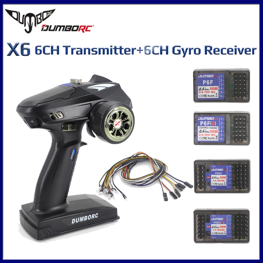 DUMBORC X6 6CH 2.4G เครื่องส่งสัญญาณ 6 ช่องรีโมทคอนโทรล P6F P6FG P6DC P6DCG 6CH Gyro Receiver สําหรั