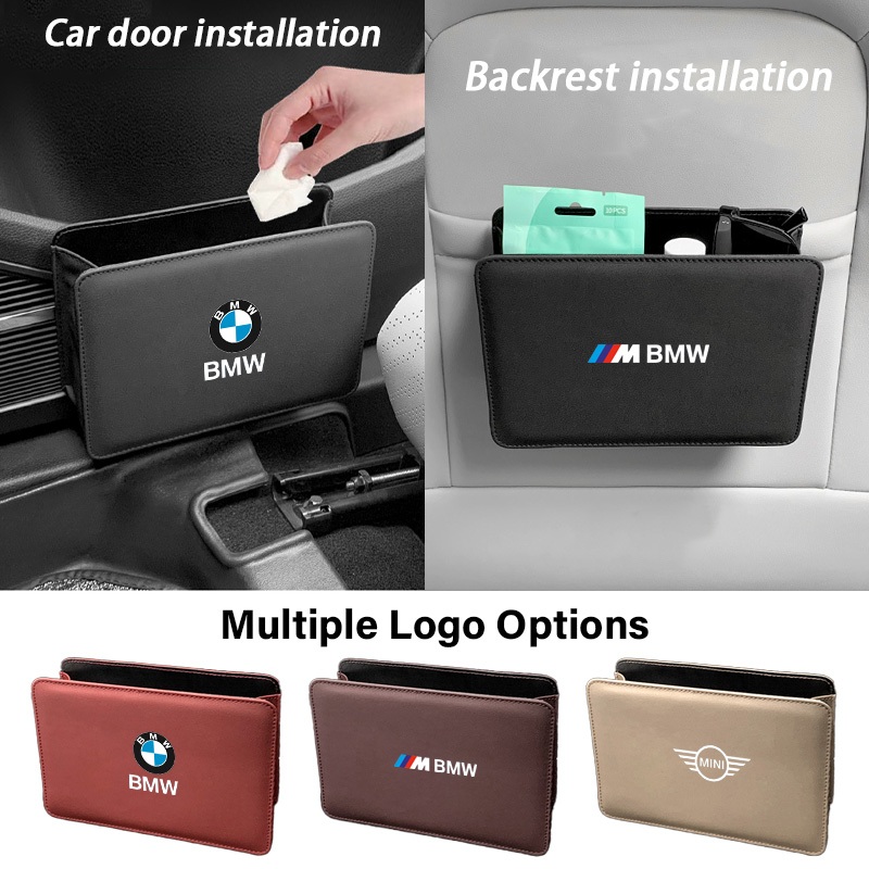 BMW กล่องเก็บของในรถหนัง สําหรับประตู/เบาะ พับเก็บได้ แขวนได้ รองรับ 1-7 Series, X1-X7