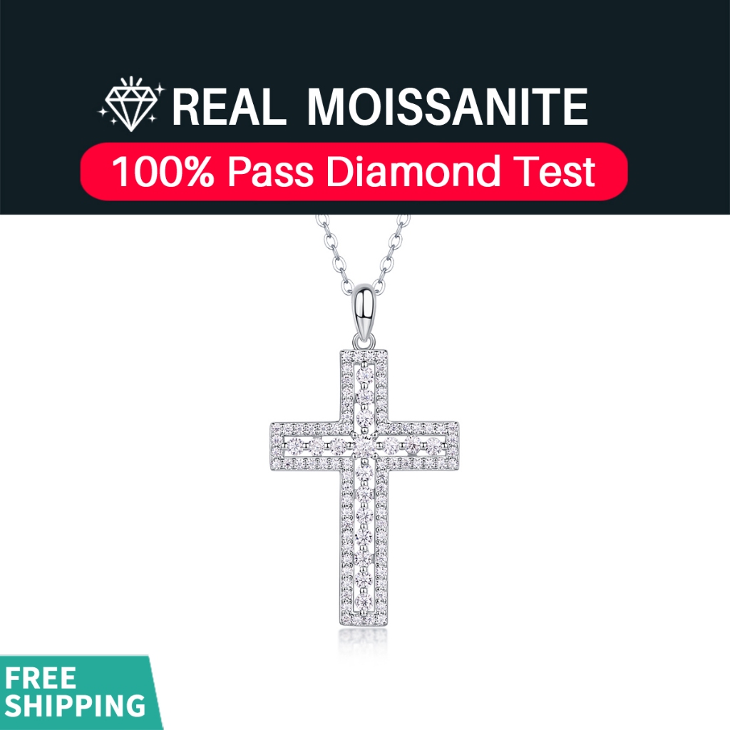 แท้ Moissanite Necklace สร้อยคอเงินแท้ S925 จี้ เพชรโมอีส สไตล์เกาหลี สำหรับผู้หญิงและผู้ชาย ของขวัญ vvs/D ใบรับรองGRA
