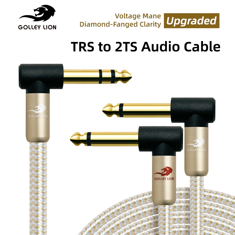 GOLLEY LION อัพเกรด 1/4 นิ้ว TRS สเตอริโอ Y-Splitter ใส่สาย, 1/4 นิ้วชายแจ็คกับ Dual 1/4 นิ้ว (6.35 มม.) ชาย TS Mono Breakout Cable Audio Patch สายไฟ
