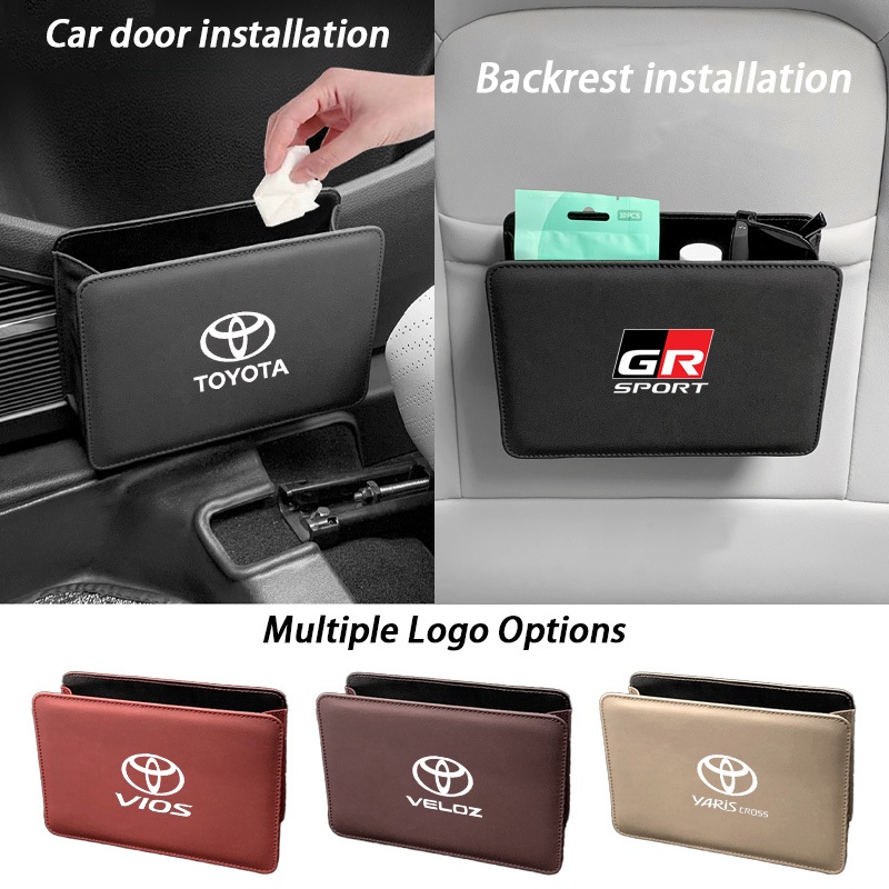 Toyota รถหนังถังขยะรถประตูกล่องเก็บที่นั่งพับกลับแขวนกระเป๋ากล่องเก็บ VIos Yaris Corolla Cross Hilux Veloz CHR Avanza Fortuner Rush Innova raize GR กีฬา