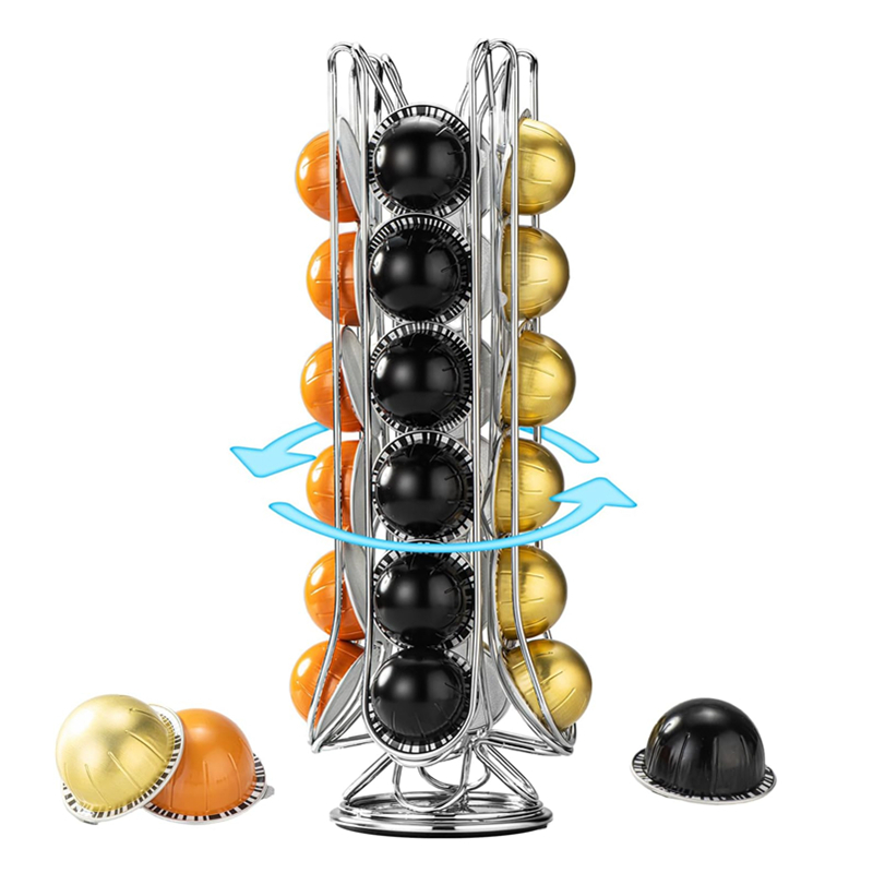 Vertuo Pod Holder ที่วางฝักกาแฟสําหรับ Nespresso Vertuo Pods,360° ที่เก็บกาแฟแบบหมุนสําหรับ 24 ฝัก ท