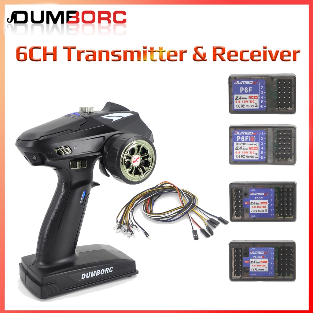DUMBORC X6 6CH 2.4G 6 ช่องเครื่องส่งสัญญาณรีโมทคอนโทรล P6F P6FG P6DC P6DCG 6CH Gyro Receiver สําหรับ