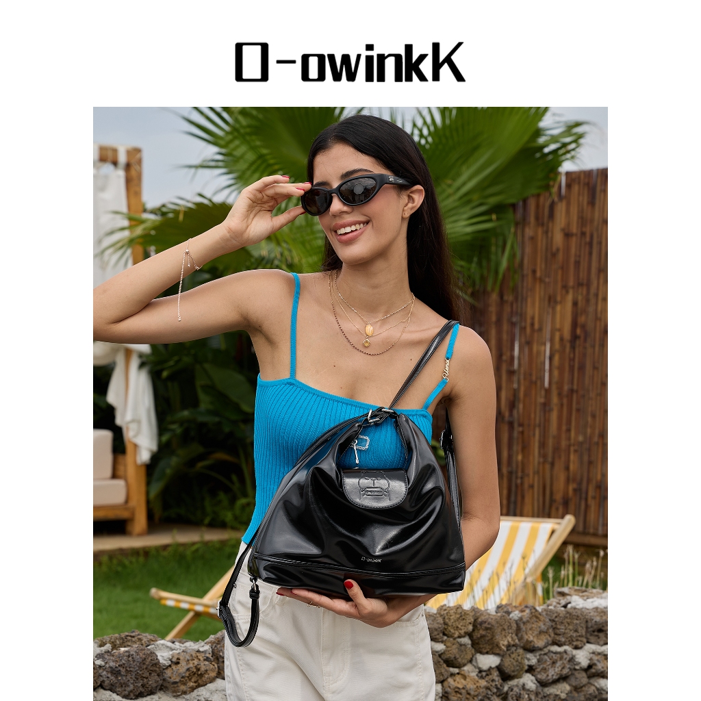 O-owinkK กระเป๋าสะพายข้าง ความจุขนาดใหญ่ วัสดุแข็งแรง วิธีปิด ซิป บวก สแน็ป กันขโมย