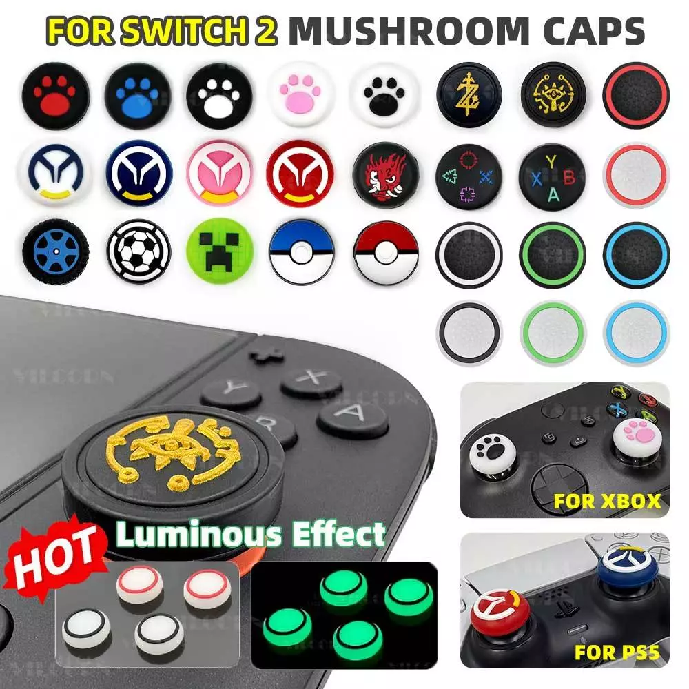 4PCS Thumb Stick Grip Cap Nintendo Switch 2 ซิลิโคนนุ่มจอยสติ๊กสําหรับ NS2 /PS5/PS4/PS3/Xbox/Switch Pro Controller เกม Grip อุปกรณ์เสริม