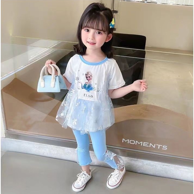 เสื้อผ้าเด็กชุดสาว2ชิ้น/เซ็ตชุดเสื้อยืด+กางเกงผ้าฝ้ายชุดเด็กบ้านสวมใส่เสื้อผ้าเด็ก