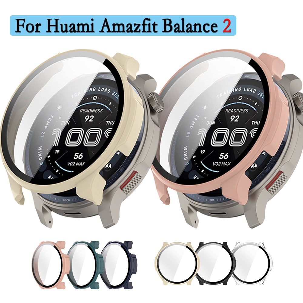 สําหรับ Huami Amazfit Balance 2 นาฬิกา 2-in-1 PC Hard Case Cover กระจกนิรภัยป้องกันหน้าจอนาฬิกาตกแต่ง