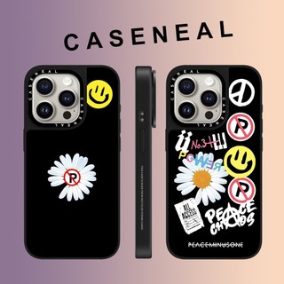 CASENEAL GD Graffiti Daisyหน้ายิ้มกระจกเคสโทรศัพท์สําหรับiPhone 17 Air 16 Pro Max 15 Plus 14 ProMax 13 12Pro 11 โทรศัพท์กันกระแทกขอบนุ่มฮาร์ดป้องกันกรณี