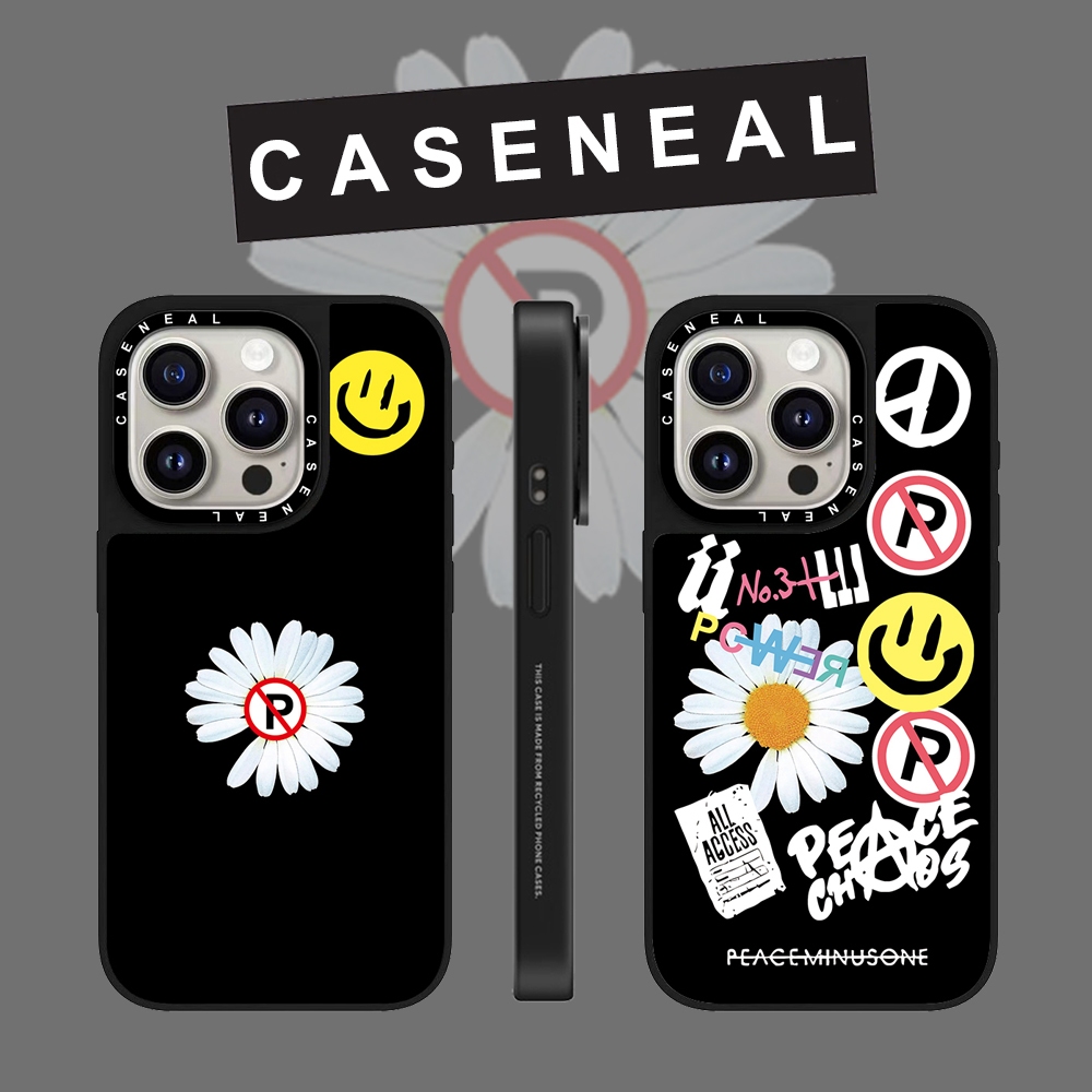 CASENEAL GD Graffiti Daisyหน้ายิ้มกระจกเคสโทรศัพท์สําหรับiPhone 16 Pro Max 15 Plus 14 ProMax 13 12Pro 12 11 โทรศัพท์กันกระแทกขอบนุ่มฮาร์ดป้องกันกรณี