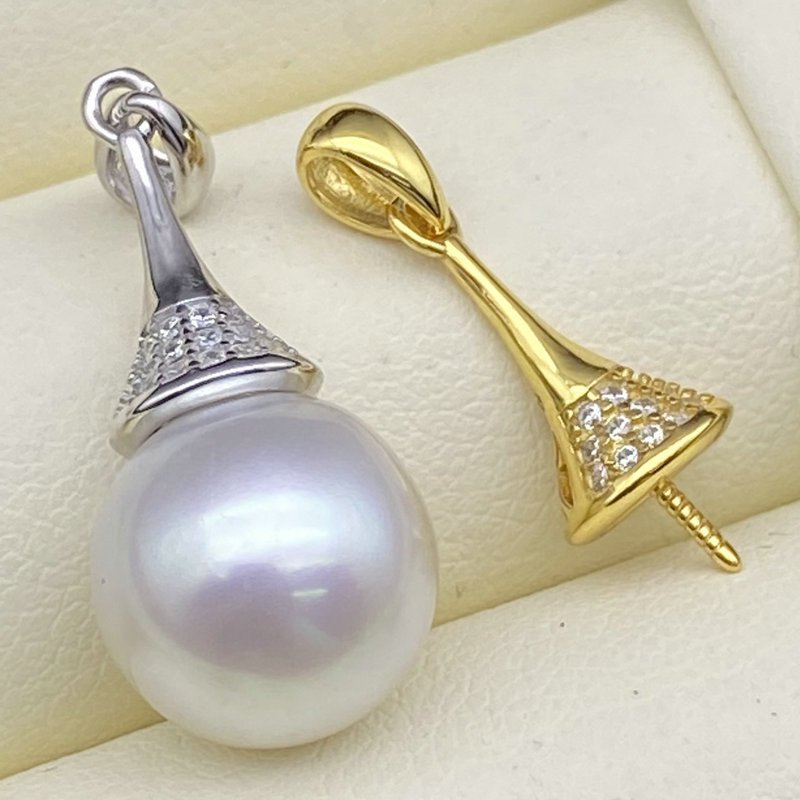 จี้เงินสเตอร์ลิงส925 มุกยาว พร้อมคอนซีลเลอร์ อากาศทำเอง