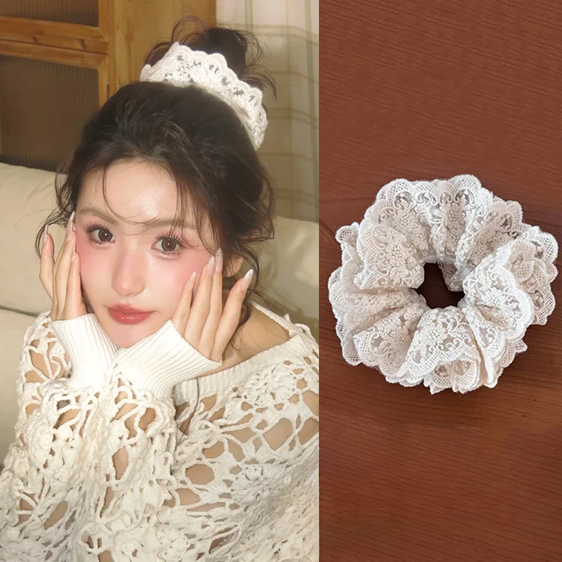 สวยงาม 4 ชั้น Fairy Lace เชือกผมผม Scrunchies เครื่องประดับผม