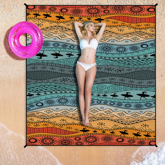 Bohemian Beach Mat Quick-Drying Water-Repellent Moisture-Proof Mat เสื่อปิกนิกกลางแจ้ง Camping Campi