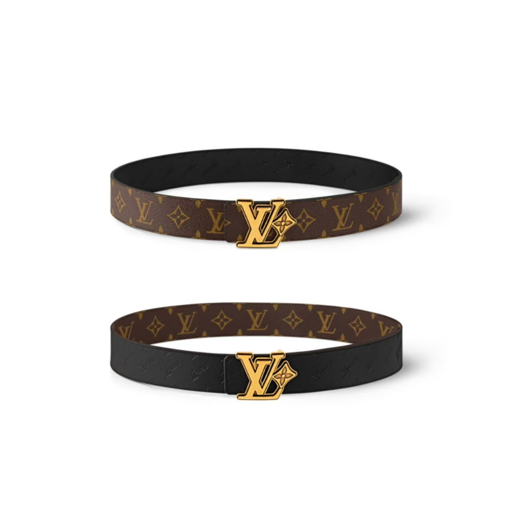 Top Mens Double Sided Print Belt 4.0mm - มาพร้อมกล่องของขวัญต้นฉบับ