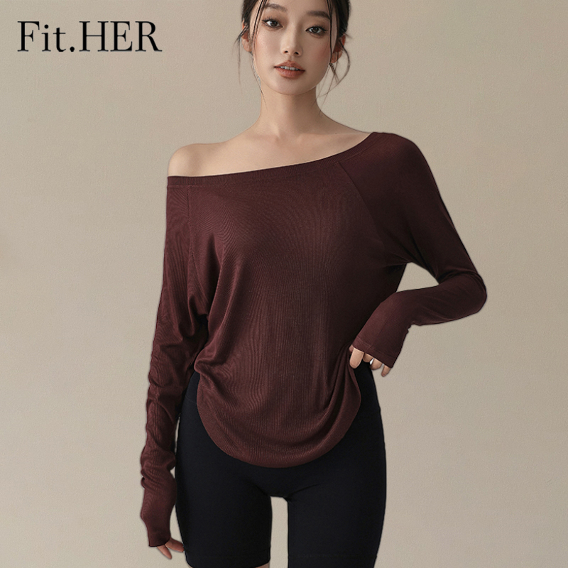 เสื้อแขนยาวสำหรับพิลาทิสและโยคะ สไตล์หลวมๆ เหมาะสำหรับฤดูใบไม้ผลิและฤดูร้อน