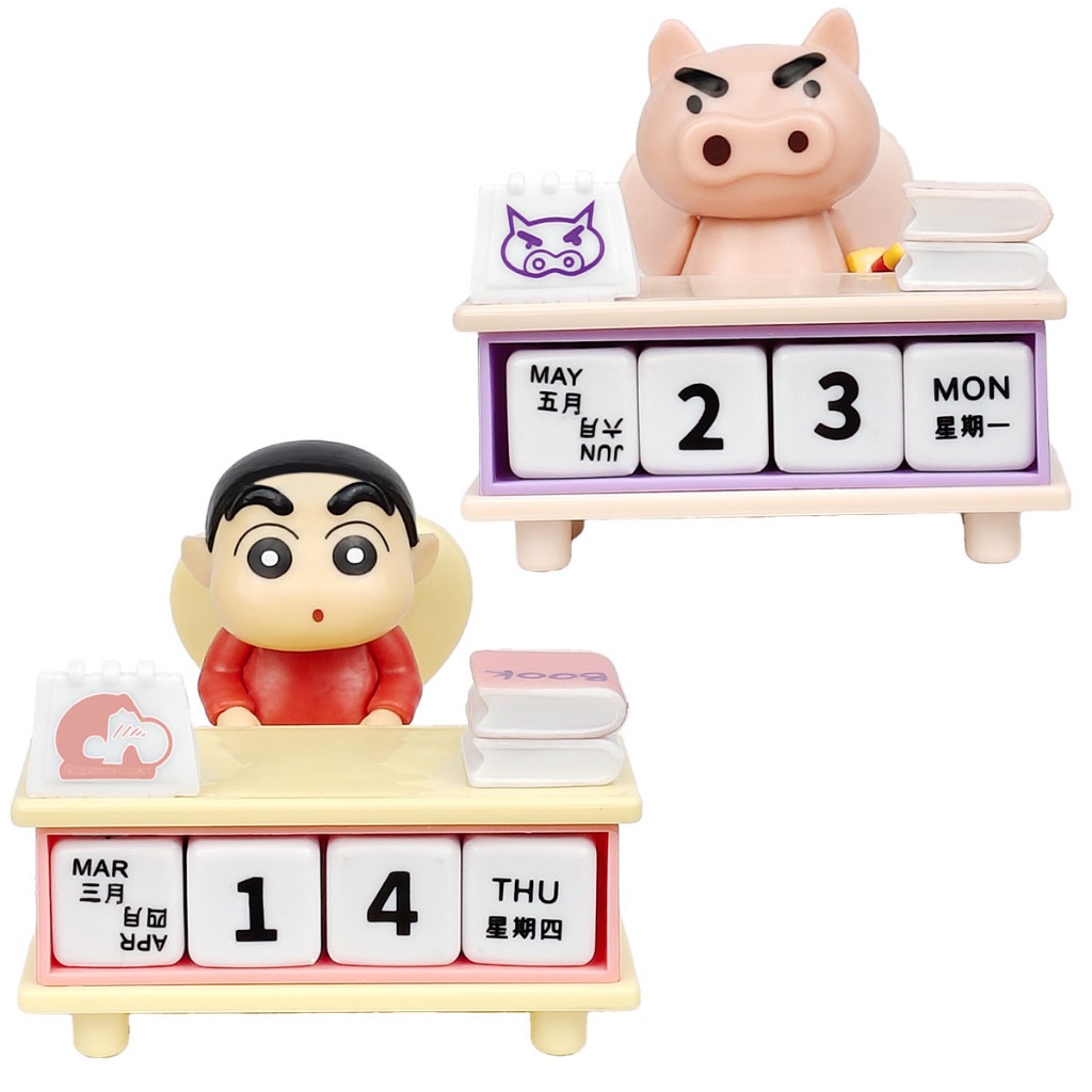 1 ชิ้น 6.5 ซม.Crayon Shin-chan อะนิเมะรูป Nohara Shinnosuke Burizaemon ปฏิทินเดสก์ท็อปตกแต่งรุ่น Q PVC ตัวเลขการกระทําตุ๊กตาของเล่น