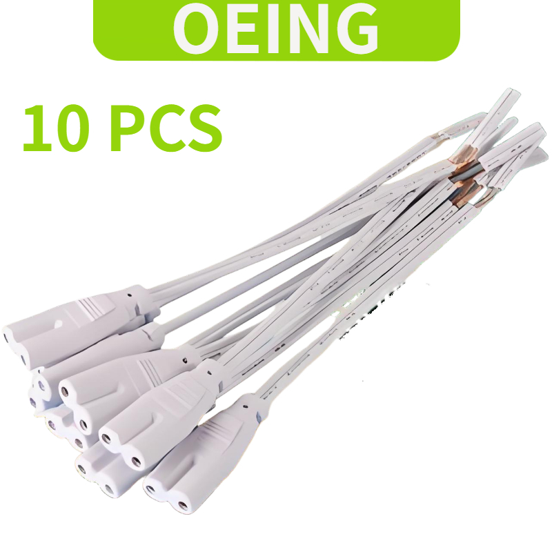 OEING 10 ชิ้น T4, T5, T8, สายไฟปลั๊กยึดหลอดไฟ LED, เชื่อมต่อสายไฟ, 2 แกน 8 รูปไฟท้าย 15 ซม.