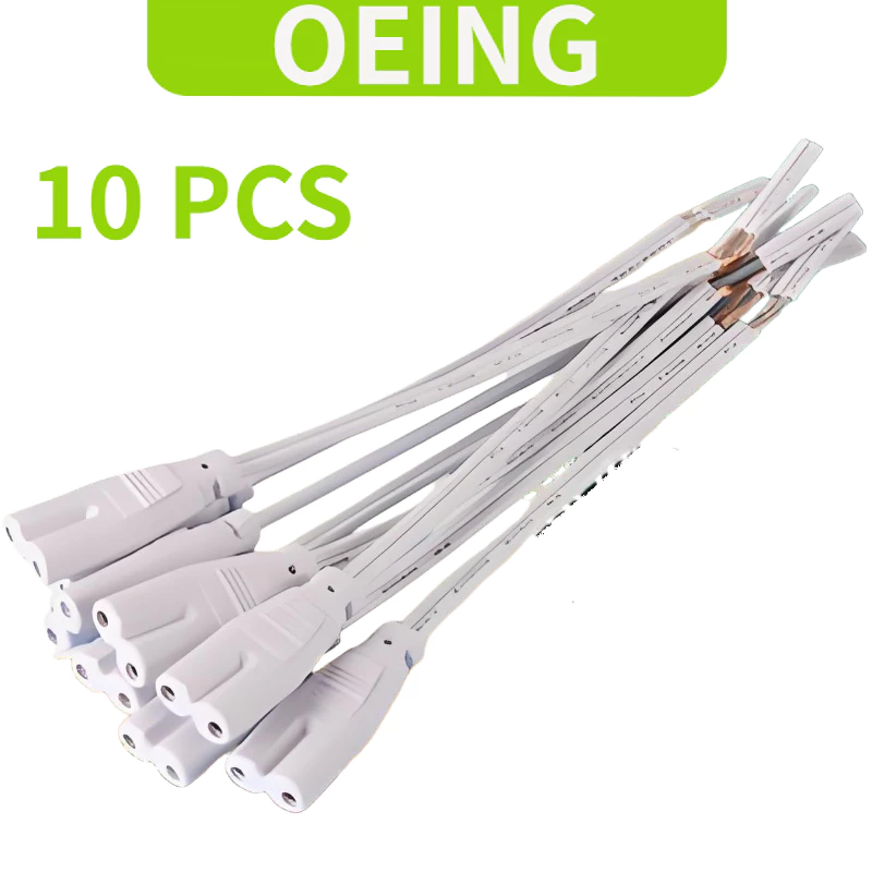 OEING 10 ชิ้น T4, T5, T8 สายไฟปลั๊กยึดหลอดไฟ LED 2 แกน 8 รูปไฟท้าย 15 ซม.
