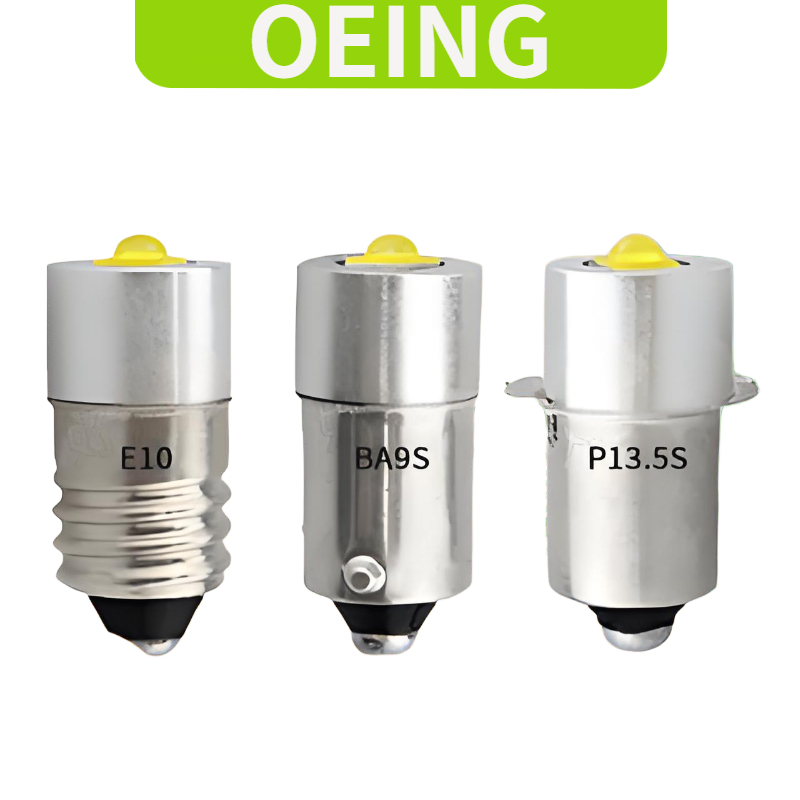 OEING หลอดไฟไฟฉาย Led, 3W, P13.5S, BA9S, E10, DC3-12V, DC6-24V, แสงวอร์มไวท์, แสงสีขาว