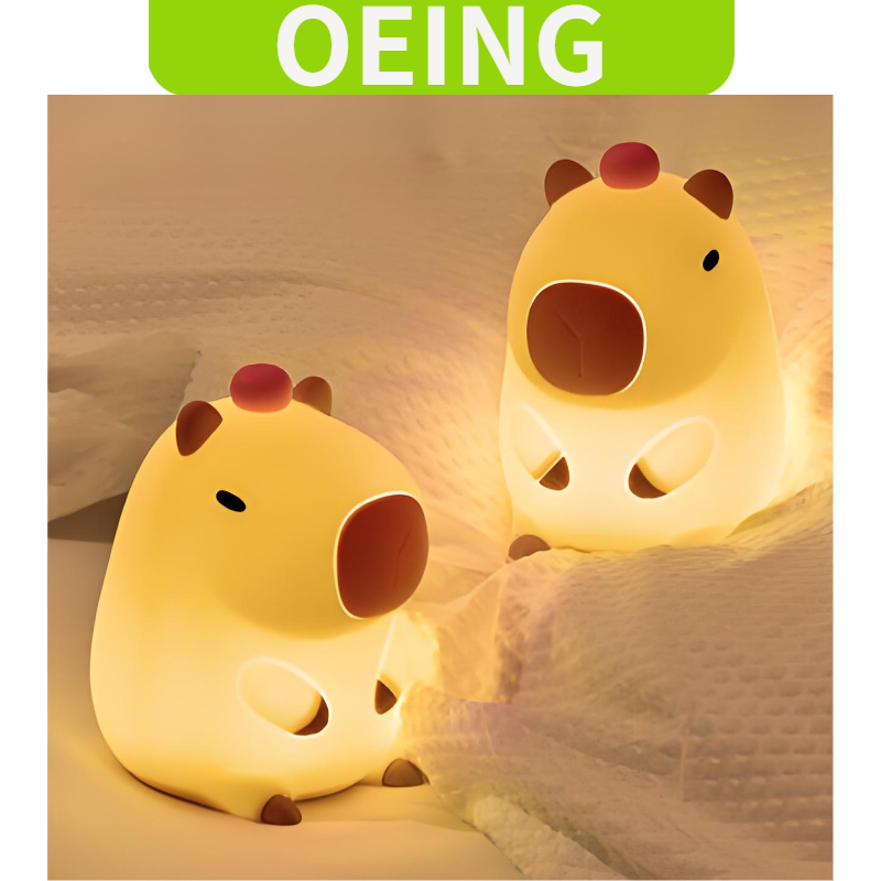 OEING น่ารัก Capybara Night Light,ขั้นสูง Sense ตกแต่งห้องนอนซิลิโคนโคมไฟกลางคืน,โคมไฟตั้งโต๊ะป้องกันการล่มสลาย,การ์ตูน Sleep Night โคมไฟ,เด็ก Nightlight ของขวัญ