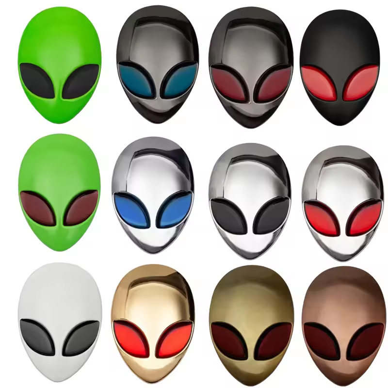 โลหะ 3D Alienware Alien Head UFO โลโก้ Badge Emblem Decals รถจักรยานยนต์รถ Trunk Body Windows สติกเกอร์อุปกรณ์จัดแต่งทรงผมอัตโนมัติ