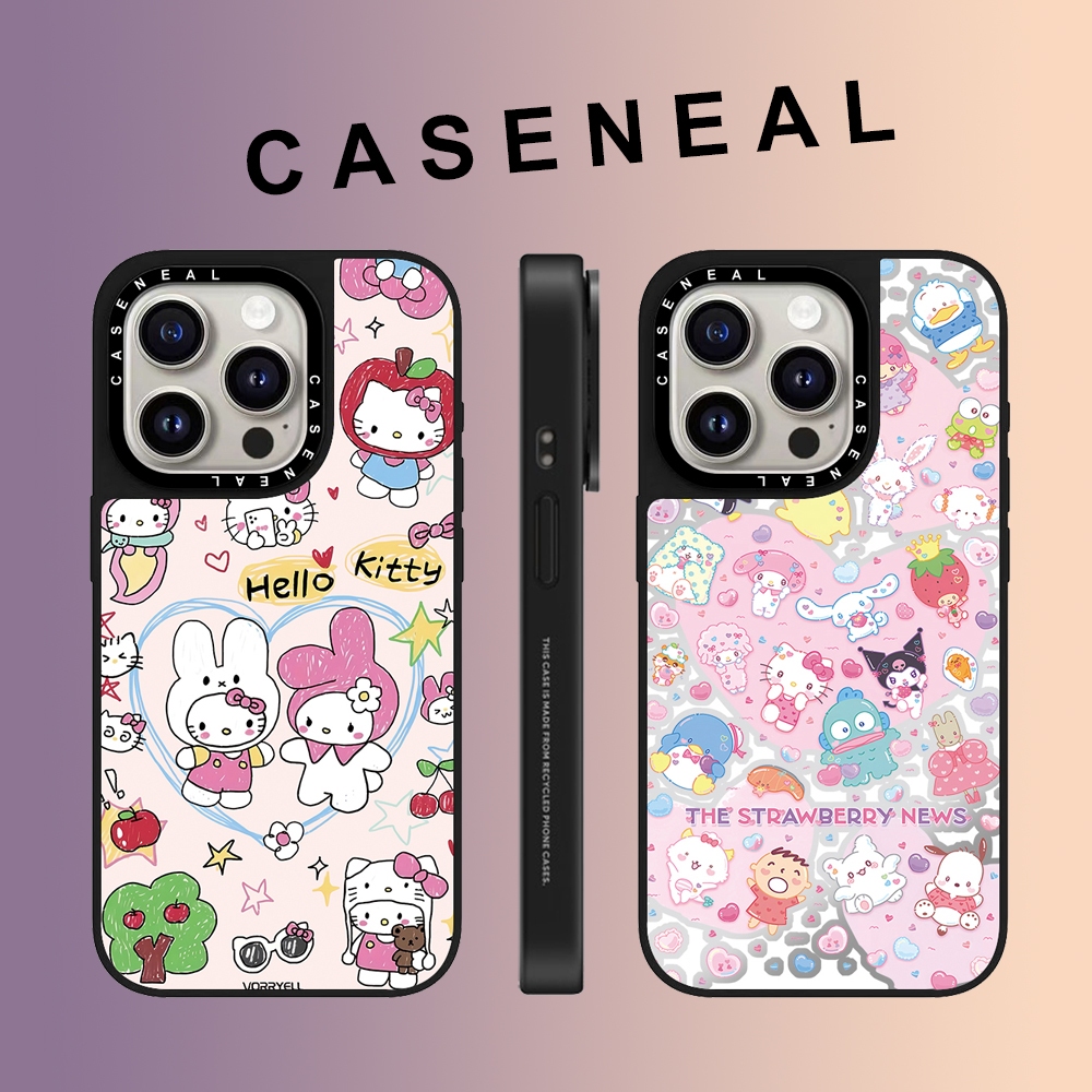 CASENEAL การ์ตูน Graffiti love Kitty แมวกระจก face เคสโทรศัพท์สําหรับ iPhone 16 Pro Max 15 Plus 14 ProMax 13 12Pro 11 12 โทรศัพท์กันกระแทกขอบนุ่ม hard กรณีป้องกัน