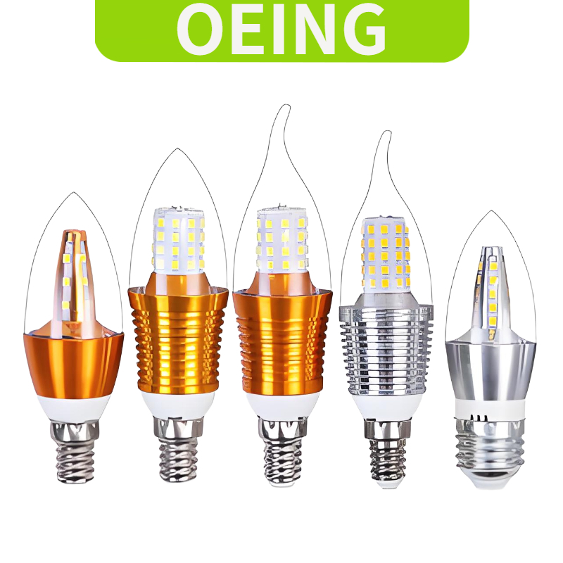 OEING หลอดไฟ Led, E14/E27, หลอดไฟทิป Starry, 5W, แสงขาว/อุ่น/กลาง, ลดแสงสามสี, 220V
