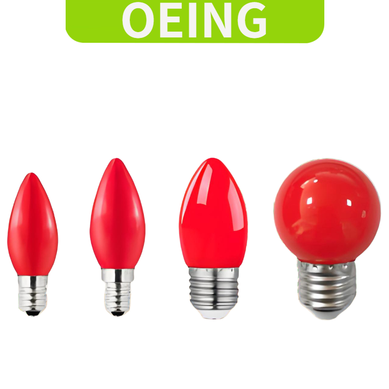 OEING หลอดไฟ Led สีแดง, E12, E14, E27 ซ็อกเก็ตสกรู, แหล่งกําเนิดแสงโคมไฟ, ไฟสีแดงสําหรับวัดพุทธและแท่นบูชา, 2W,3W, 220V